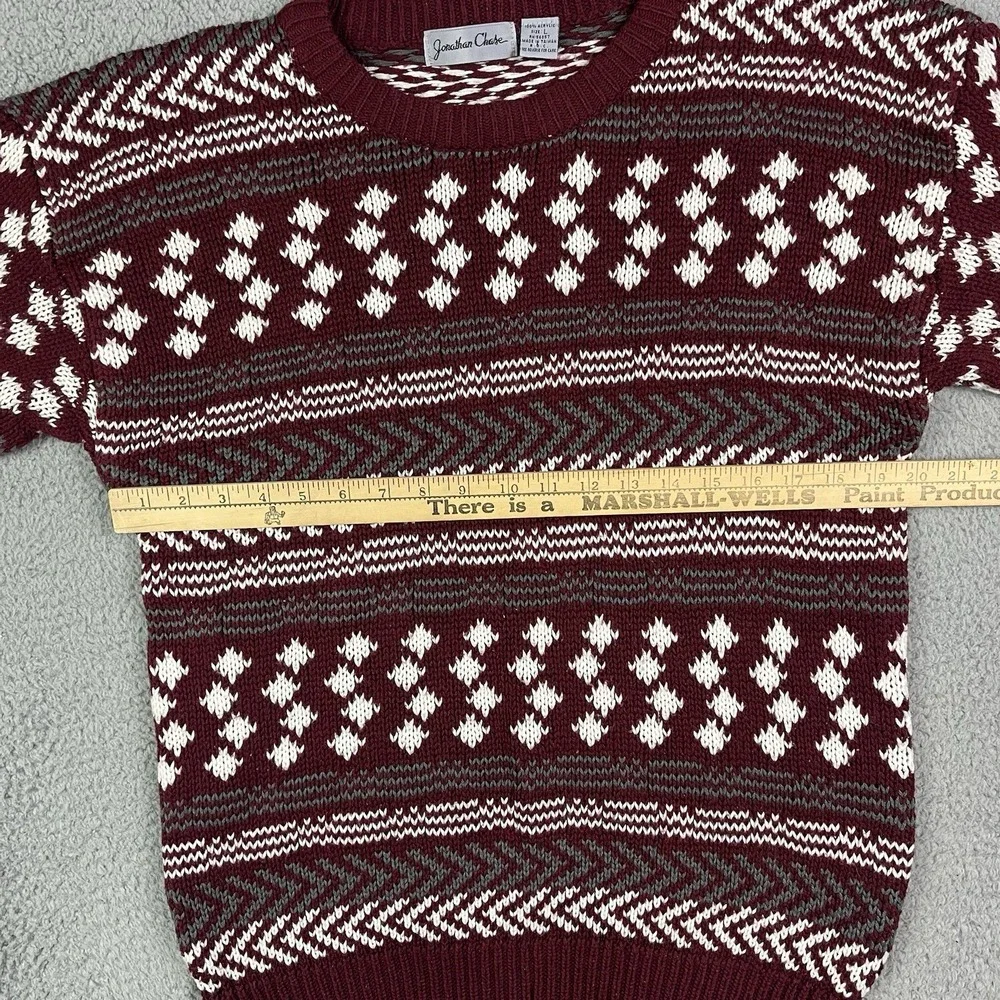 Vintage‎ Jonathan Chase Sweater Red White Crewneck Acrylic Pullover Cosby Sz L